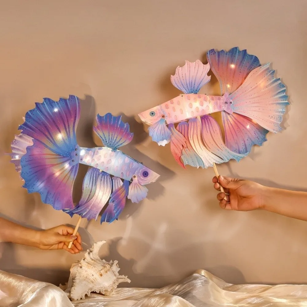 Creative Handmade Chinese Fish Lantern Cartoon Traditional LED Fish Light Toys Kit Glowing Colorful Paper Lamp Kit Family