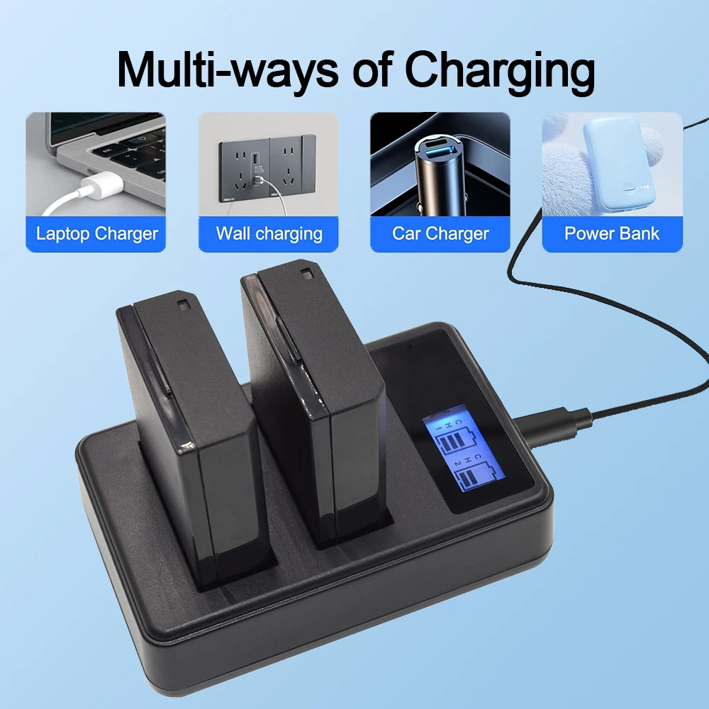 LP-E6 Battery Charger Dual Slot, Suitable for Canon Camera Battery Charging R7, E6, R5, R, 90D, 80D, 70D, Etc. view 5