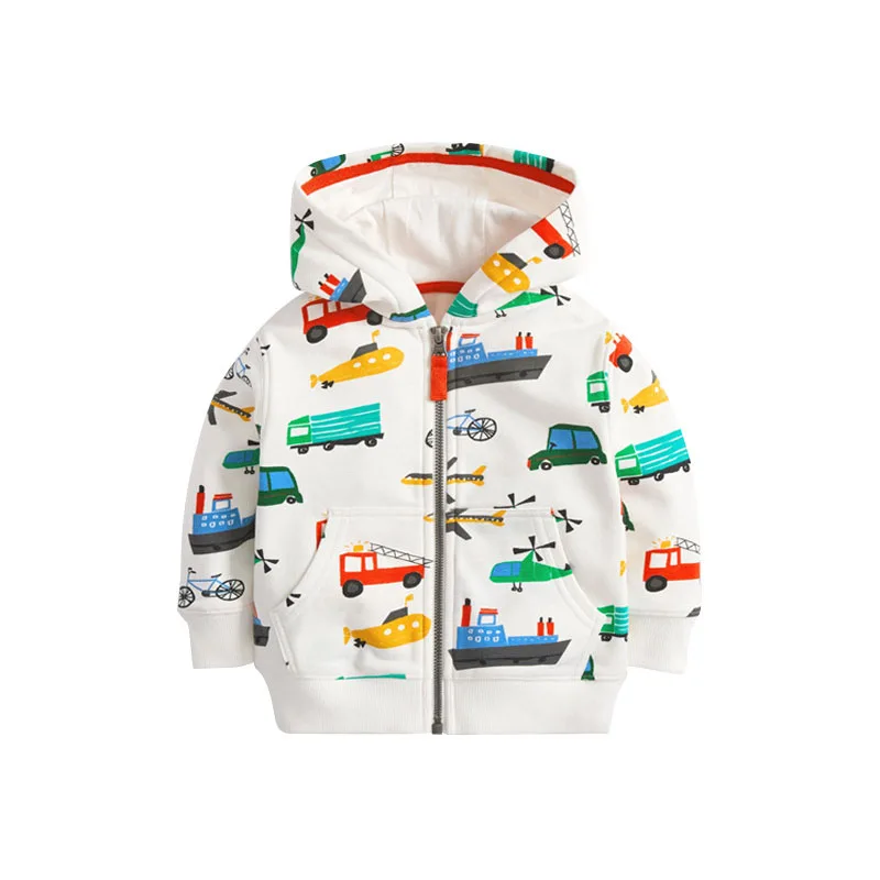 Jumping Meters Children\'s Boys Girls Hooded Coats For Autumn Spring Tiger Embroidery Hot Selling Baby Jackets Zipper Outwear