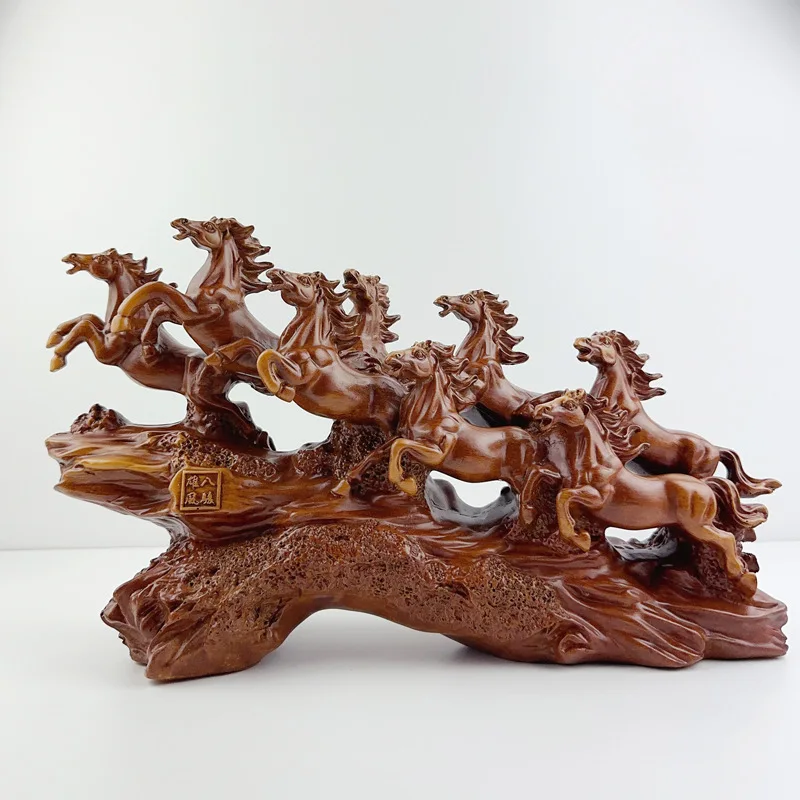 

Home Decor Resin Horse Ornaments 8-Horse Sculpture Crafts Artwork Office Desk Living Room Decorations Symbolism of Success Lucky