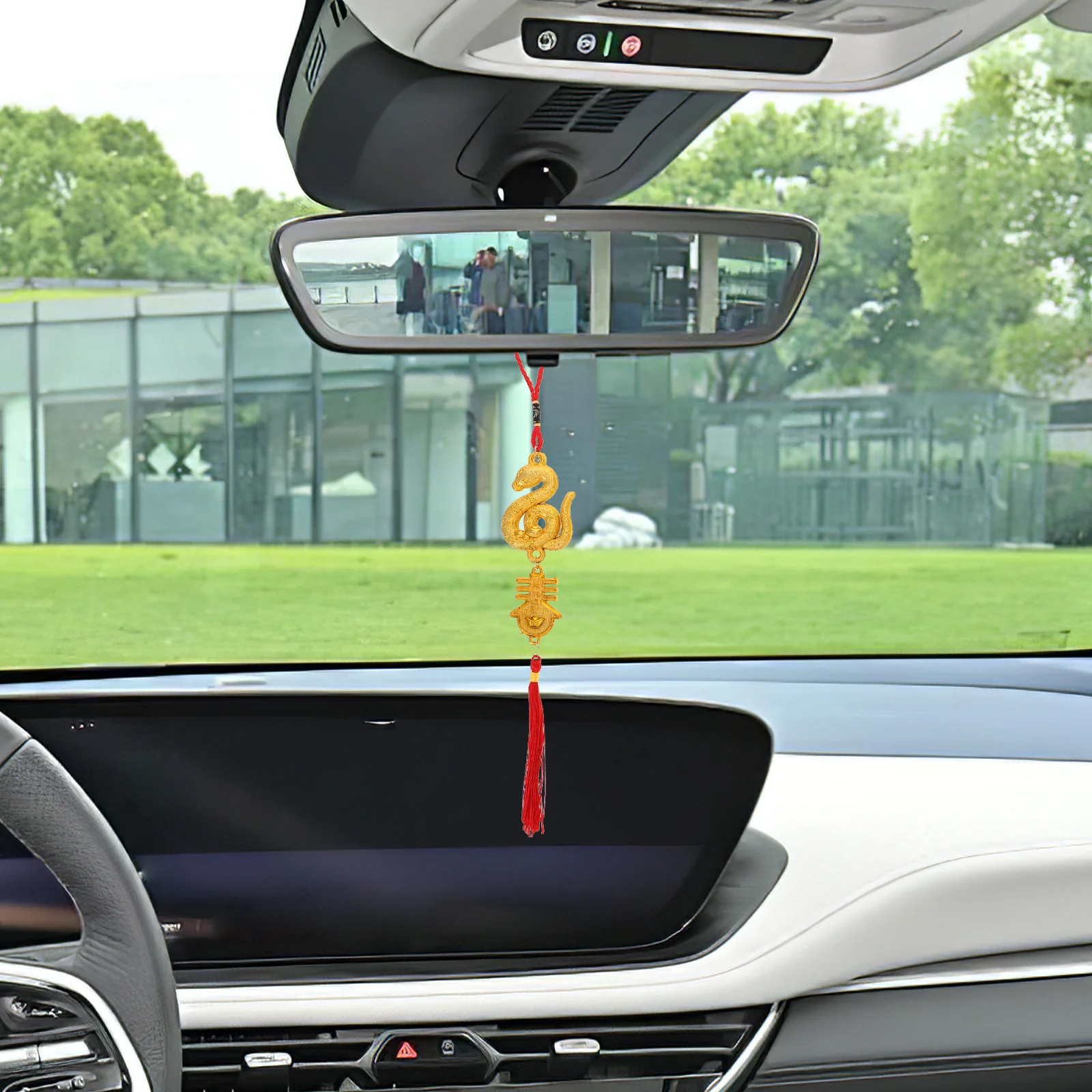 

6Pcs Chinese Zodiac Snake Gold Charms Lucky Fu Pendants Red Knot Hanging Decorations for Car Home New Year Prosperity Feng Shui