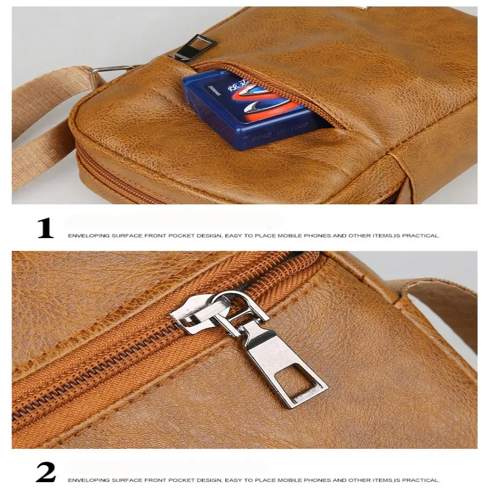 

PU Leather Men's Crossbody Bag Large Capacity Phone Bag Shoulder Bag Casual Handbag Waterproof Business Man Messenger Bag