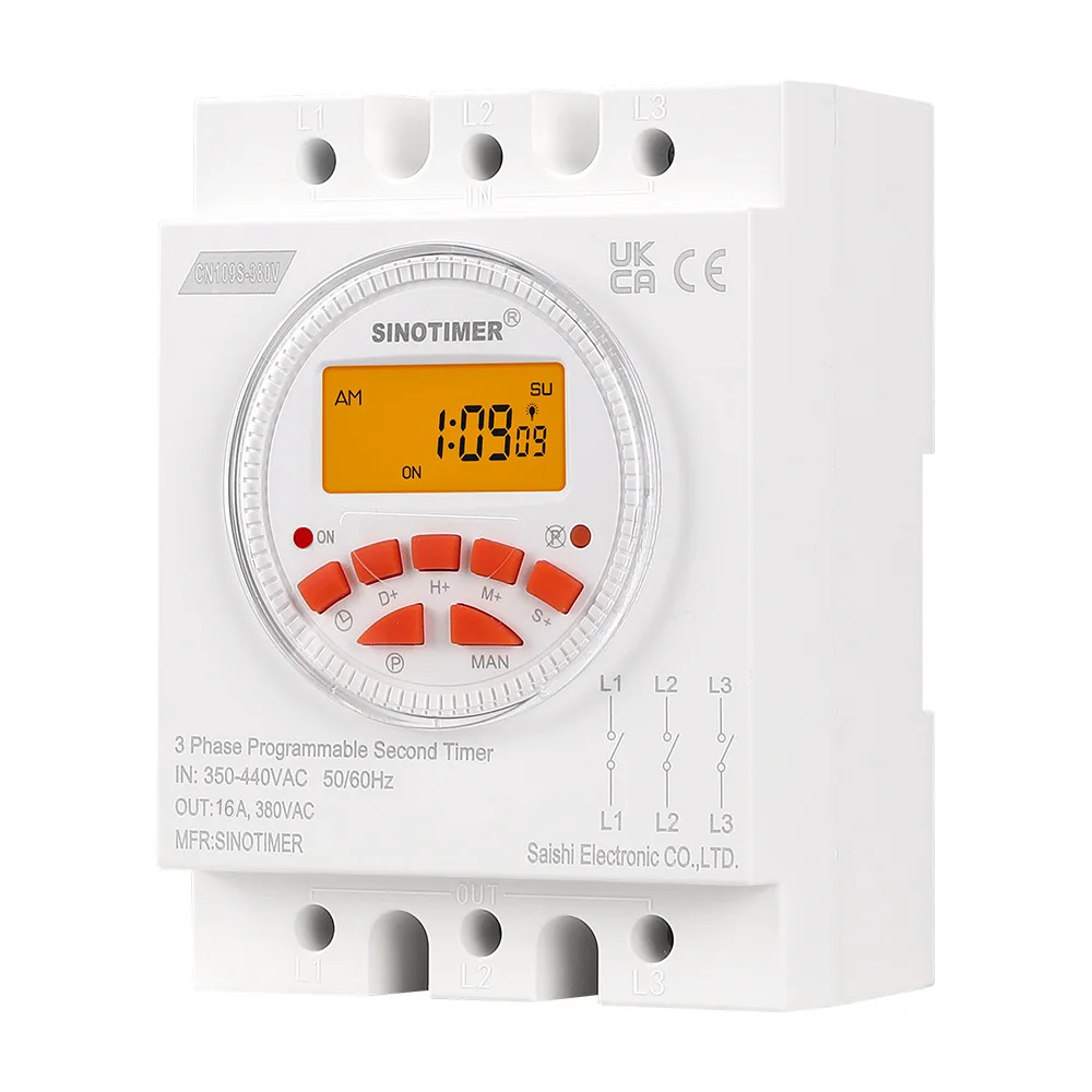 CN109S-380V backlight three-phase timer time control switch 7-day week programmable water pump time controller