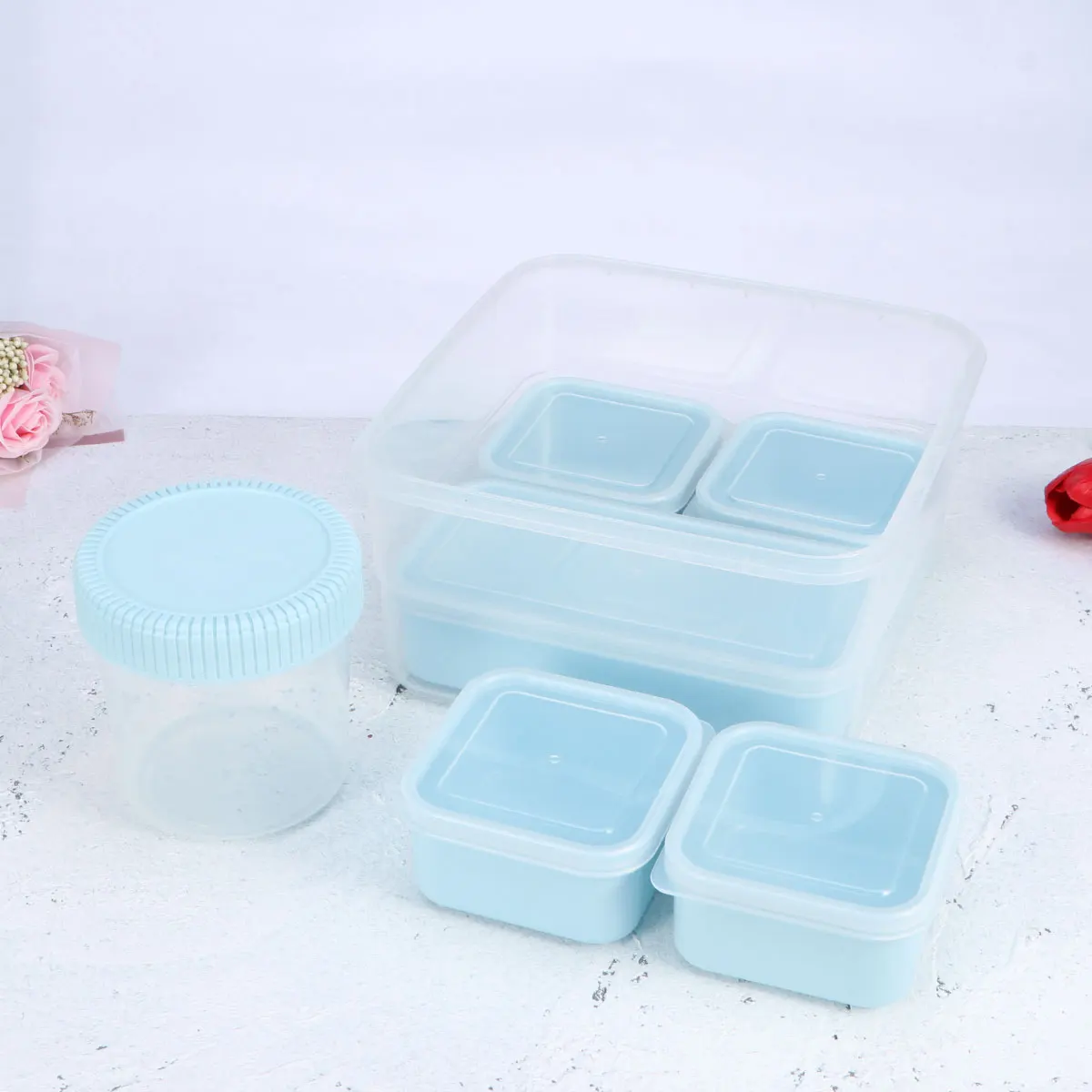 

6pcs Food Containers Square BPA Free Leak Proof Lunch Boxes Salad Crisper Storage Plastic Kitchen Dry Snack Preservation