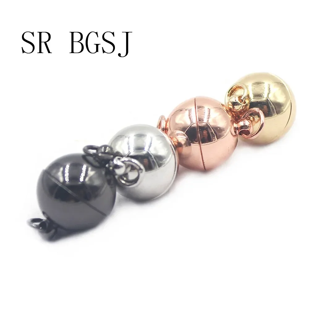 

Free shipping 4pcs/Lot 12mm 5 Colors Gold Plated Copper Round Ball Jewelry Findings Magnetic Clasps