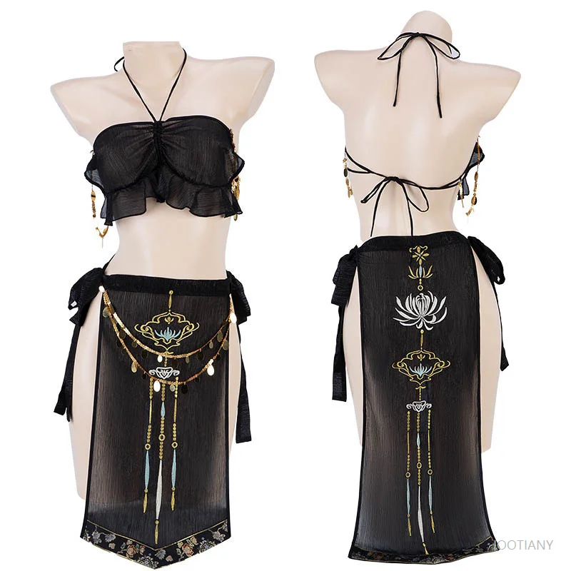 

Аниме для взрослых, костюм королевы танцев, женский костюм Дуньхуан, экзотическая униформа, сексуальное женское белье, костюм для Хэллоуина, ночного клуба, бара, вечеринки, 2025