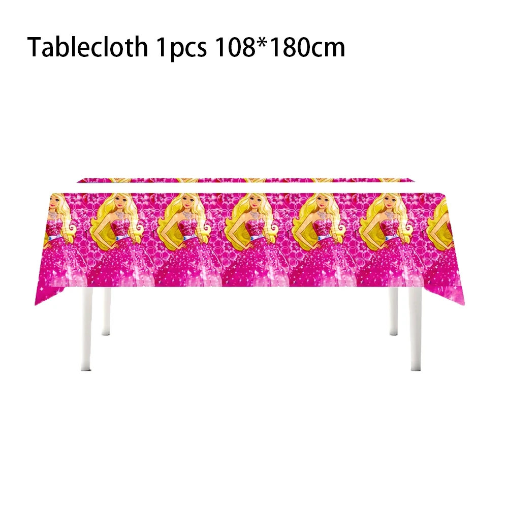 1Pcs Pink Barbi Party Tablecloth Birthday Party Supplies Decorations Baby Shower Plastic Table Cover Girls Favors Party Decor