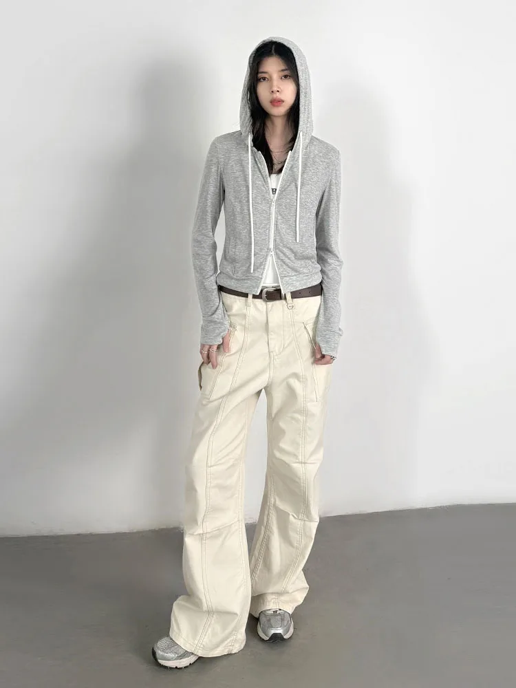 CHIC VEN Women Sweatshirts Korean Casual Loose Hooded Drawstring Short Sport Jackets Female Clothing Spring Autumn New 2025