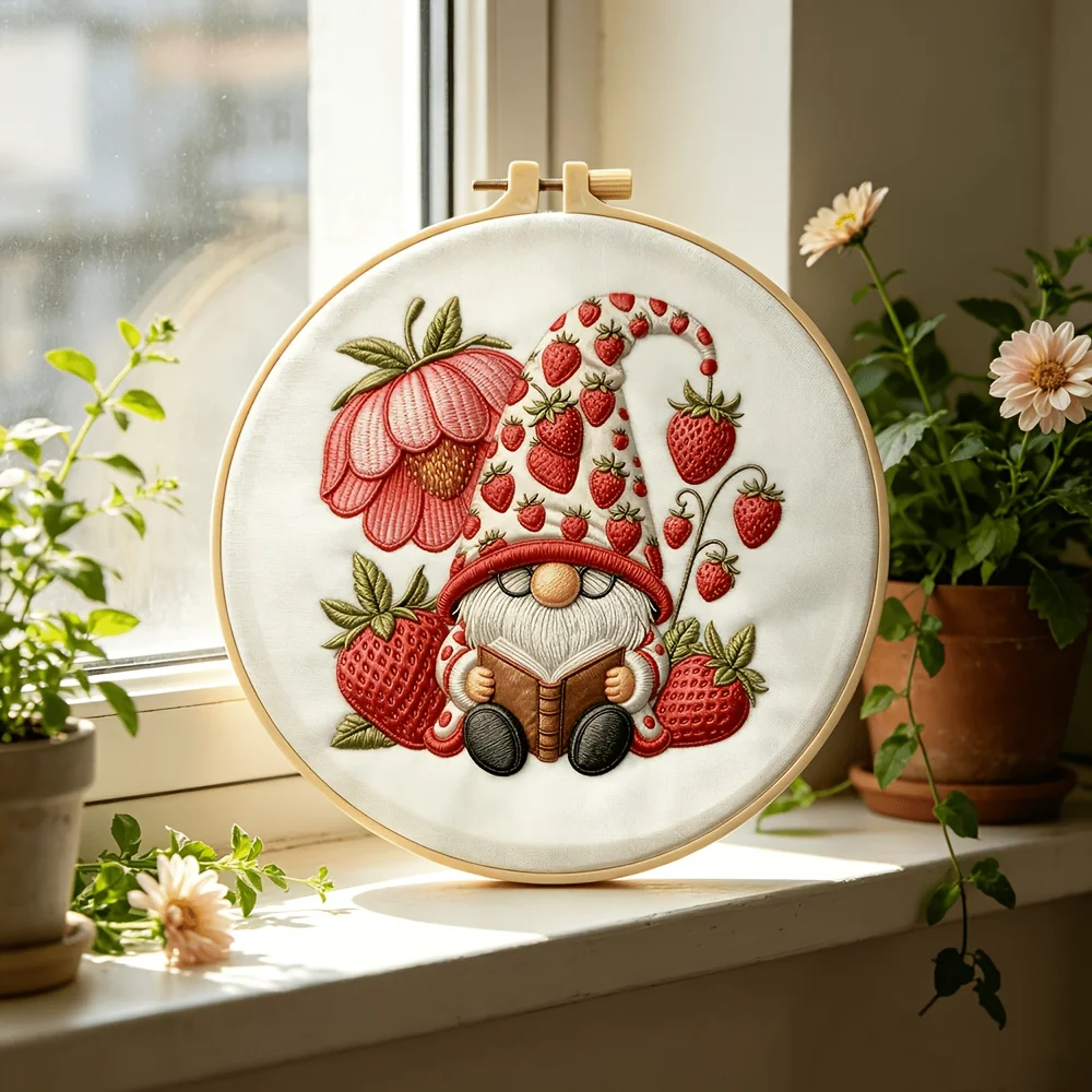 Embroidery Stitch Practice Kit Pre‑Printed Fabric Bamboo Hoop Thread Needles Learning Hand‑Stitching Craft Set