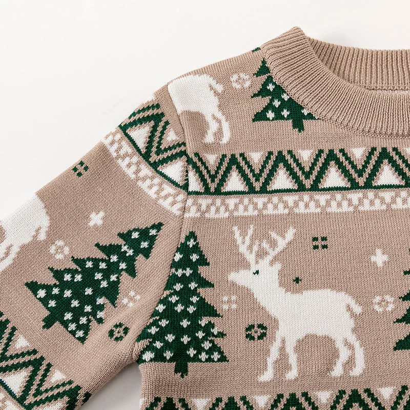 Christmas Elk Knit Sweaters Boys Girls Autumn Warm Xmas Sweaters Kids Winter Cartoon Clothing Coats Baby Casual Cotton Pullover