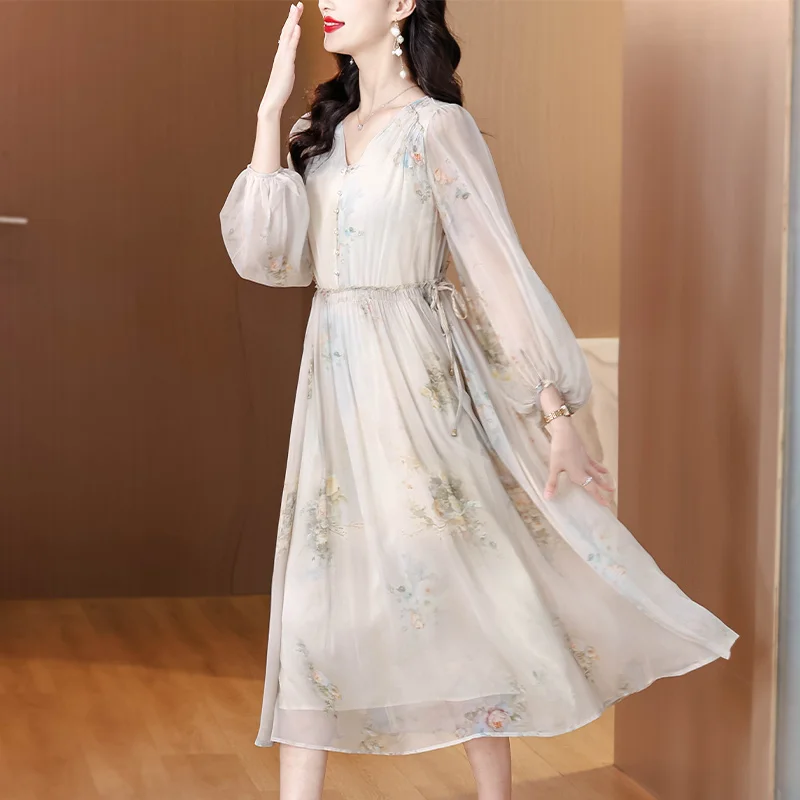 2025 ฤดูร้อนดอกไม้ผ้าไหมElegant Chicผู้หญิงชุดโปรโมชั่นฤดูร้อนแฟชั่นชุดลําลองเกาหลีElegant Luxuryชุดราตรี