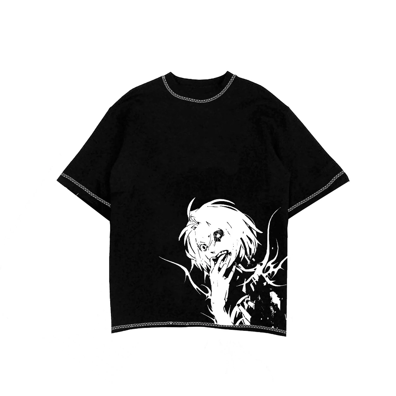 Summer Hip hop Men Gothic Harajuku Anime Loose Men Women T Shirt Black Casual Short Sleeve Graphics Print T-Shirt Tops y2k emo