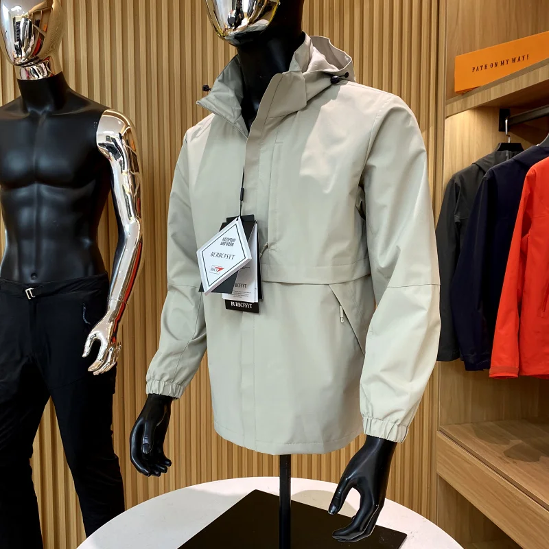 

Outdoor Profional Breathable Water-Resistant Spring New Sle Men's Hooded Jaet Sport Casual Coat Stand Fit Zipper