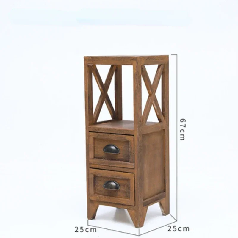 American Retro Corner Storage Cabinet Solid Wood Ultra-narrow Mini Bedside Cabinet Flower Stand Toilet Kitchen Cabinets