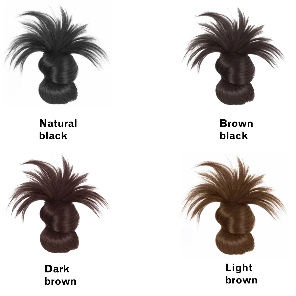 Syntetyczna peruka z klipsem, peruka typu \"meatball head\", naturalne pióra, damska peruka z kucykiem, kok, brązowe czarne włosy, urządzenie do stylizacji włosów \"pan hair\".