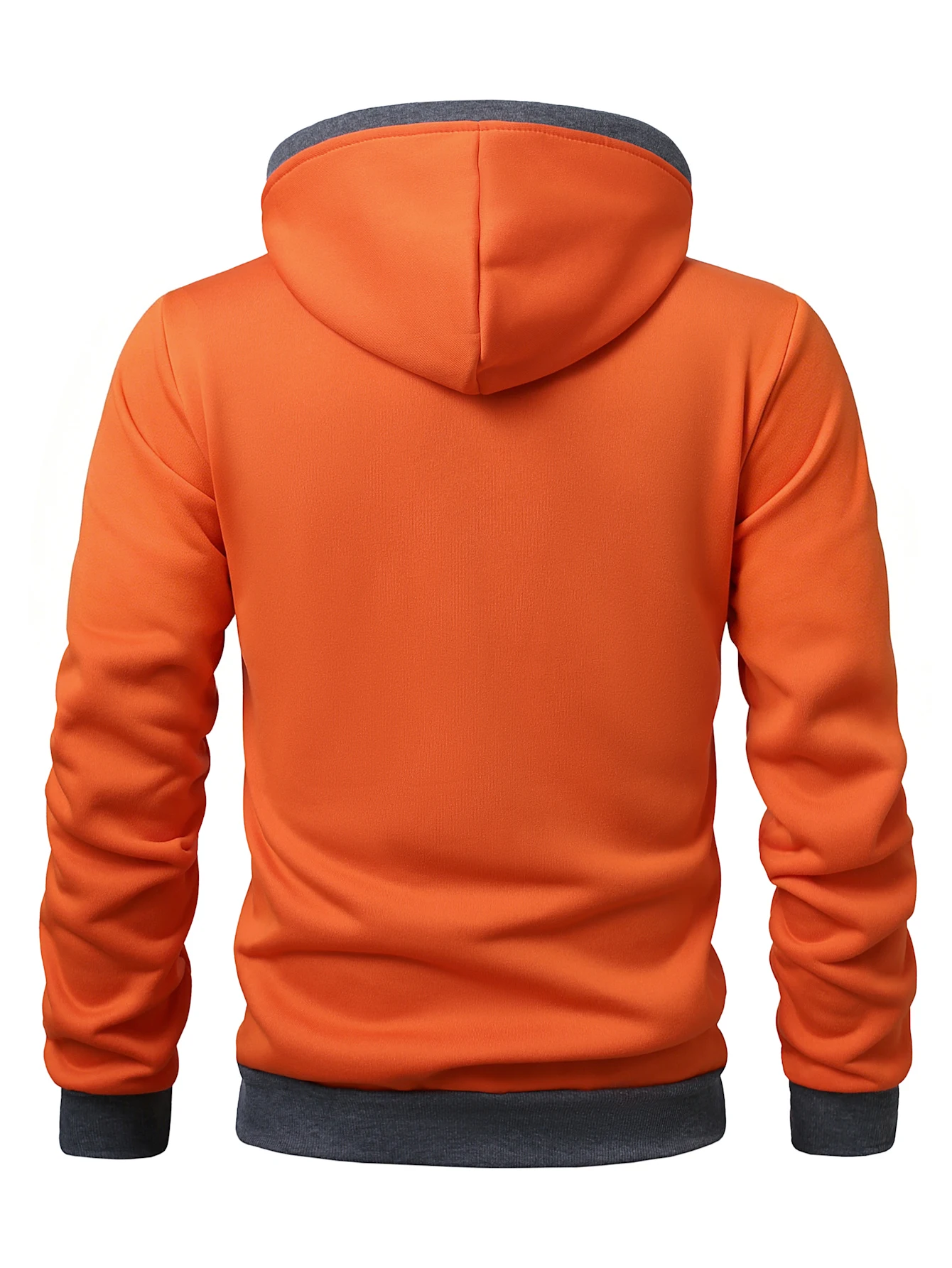 Halloween Quirky Skeleton Cat Print Men's Autumn and Winter Fleece-Lined Zip-Up Hoodie with Color-Blocking Trim, Trendy Casual Hooded Sweatshirt
