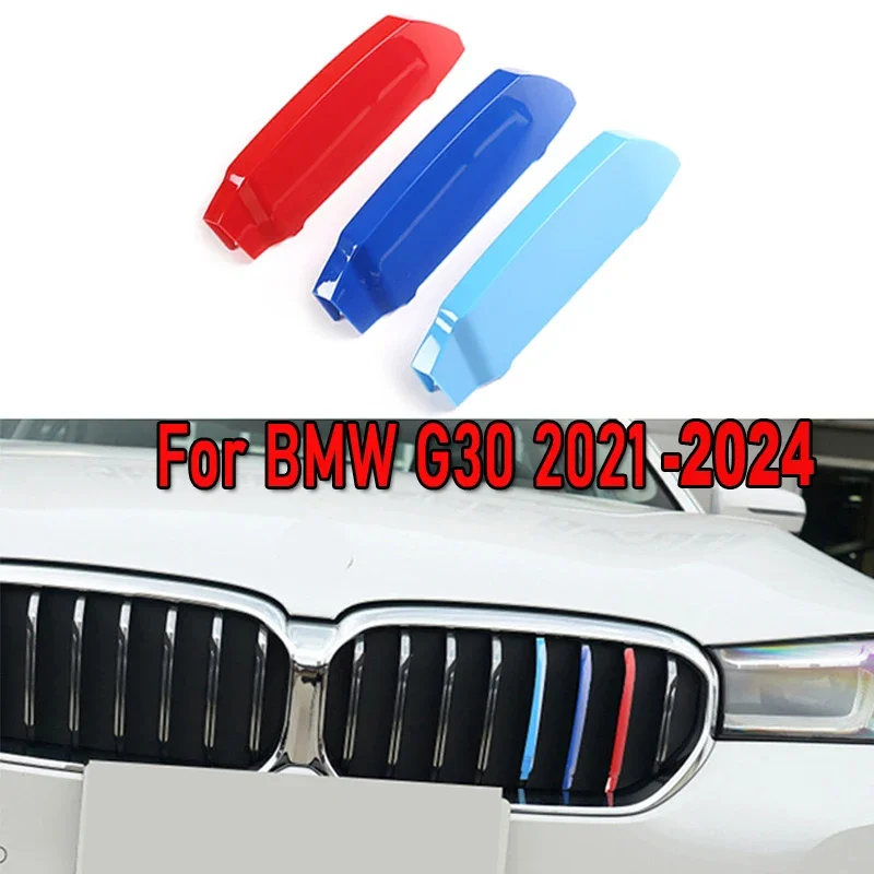 3Pcs ABS Car Racing Front Grille Trim Strips For BMW G30 5 Series G30 2022 2023 2024 2018-2020 M Power Grill Clip Accessories