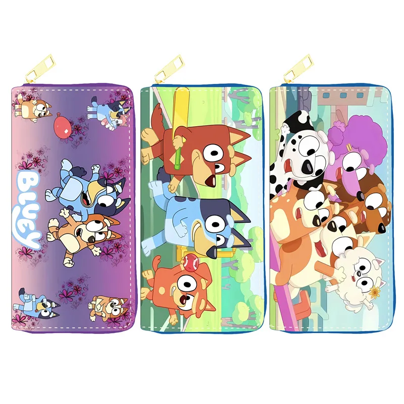 

Blueys Long Wallet Anime Cartoon Print Multifunctional Purse Zipper Card Holder Mobile Phone Bag Storage Coin Purse Decoratives