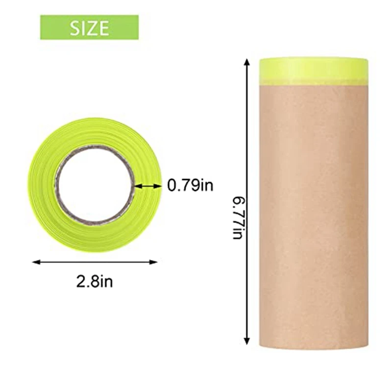 3-Piece Set,Pre- Masking Paper Protection Covering Cloth Tape For Automotive Covering Painting Paint Masking