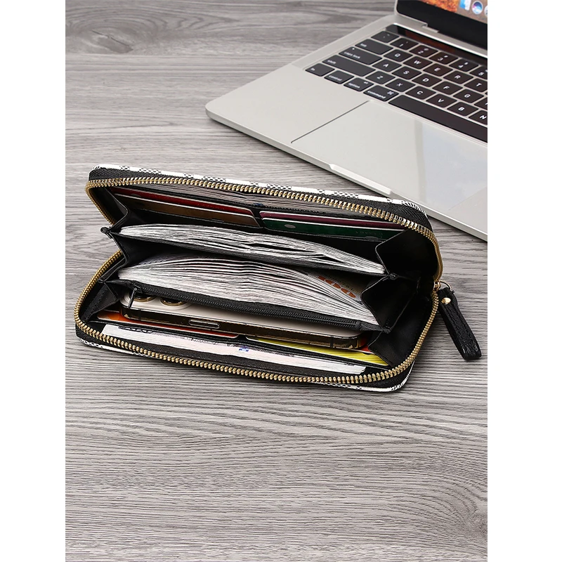 محفظة بسحاب طويلة مطبوعة للنساء ، سعة كبيرة ، حقيبة مخلب محمولة خفيفة الوزن ، على الطراز الكوري ، جديدة #5