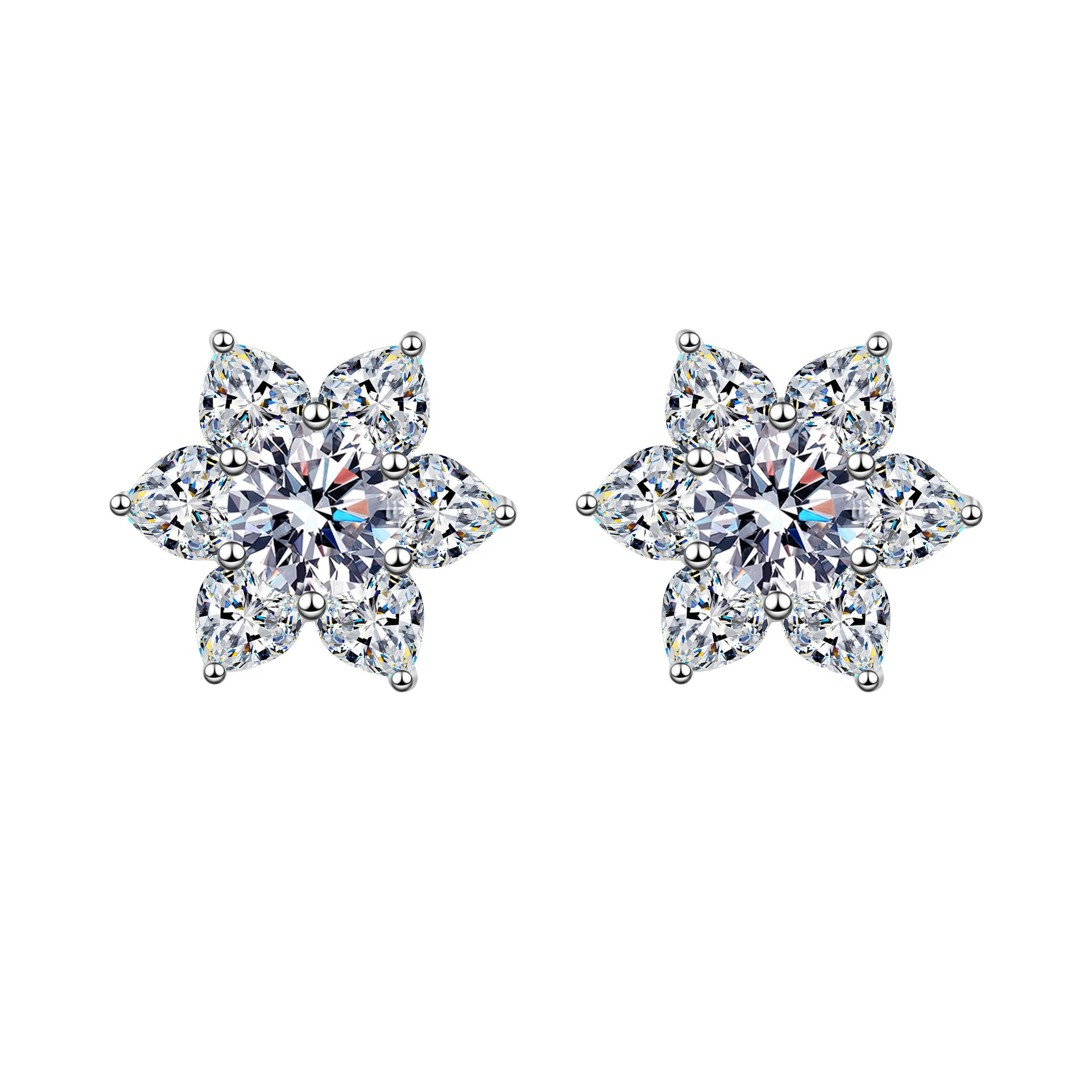 

S925 Sterling Silver Full Moissanite Earrings for Women Star-shaped Earrings Simple and Fashionable Personality Daily Versatile