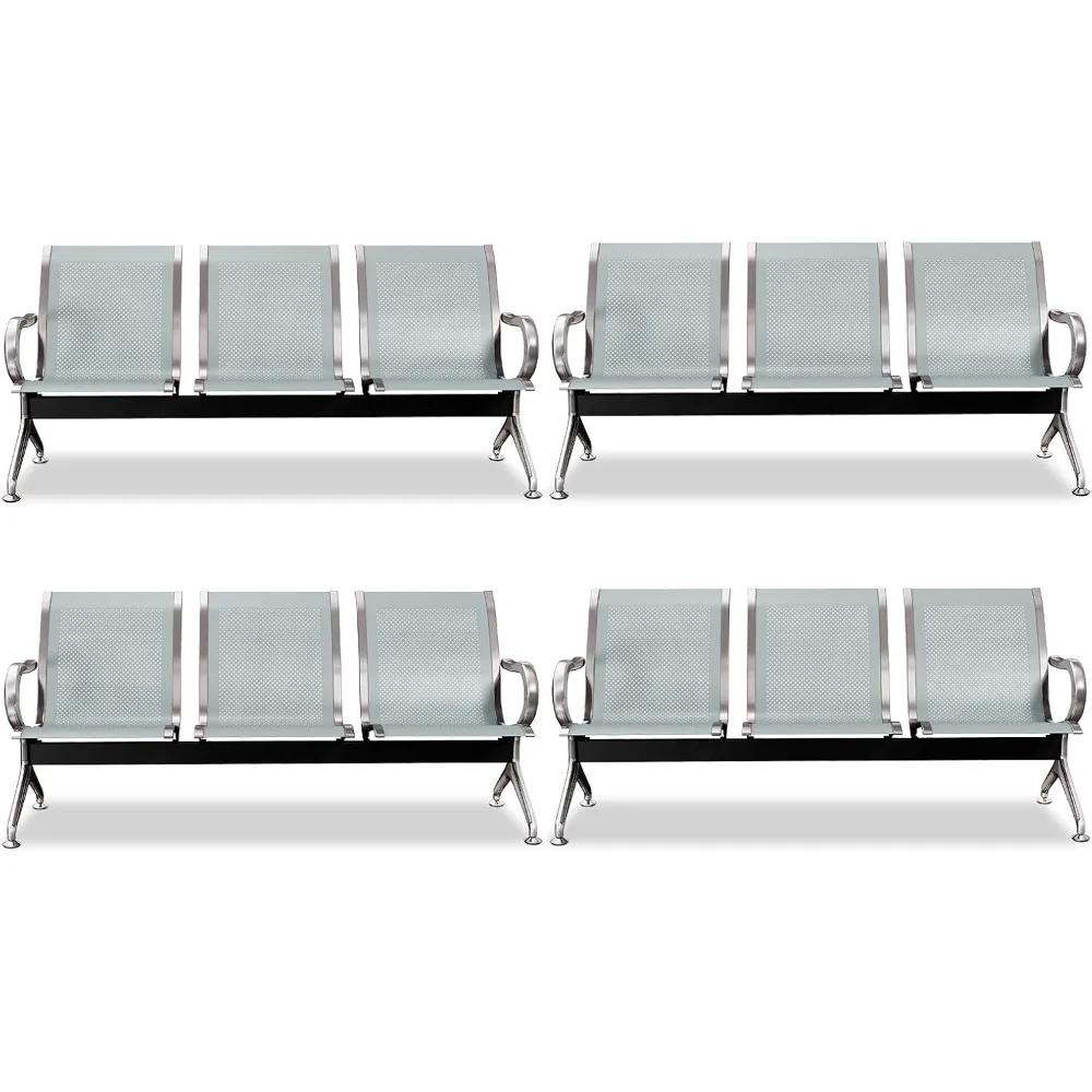 

3-Seat Waiting Room Chairs - Set of 4 Waiting Room Chairs with Arms Airport Reception Chairs Reception Bench,Lobby Bench Seating