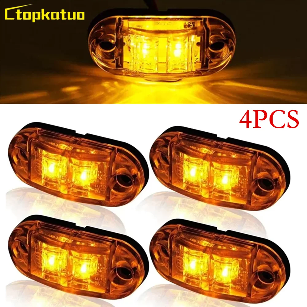 

4PCS Oval LED Marker Lights Car Trucks Side Clearance Warning Tail Light 12V 24V Lorry Trailer Caravan Rear Indicator Lamp