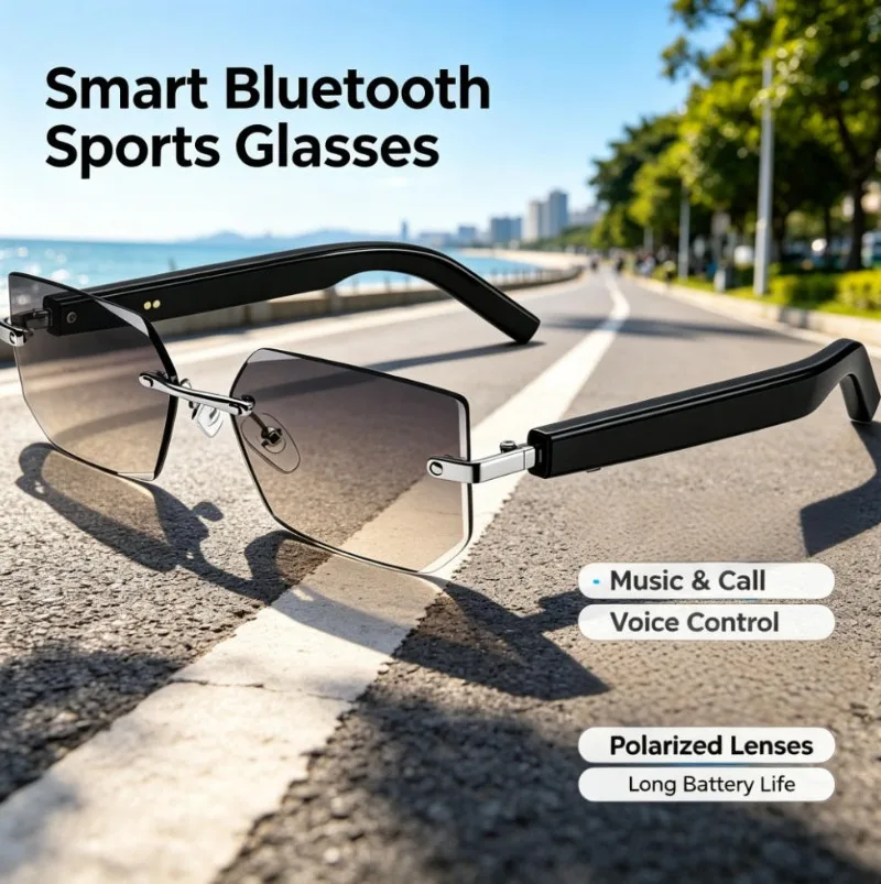 Smart Bluetooth Glasses Voice Control Music Call Navigation Ultra Long Battery Life UV Protection Polarized Lenses