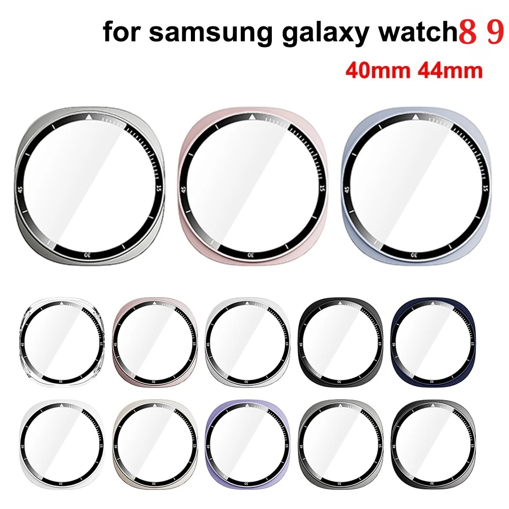 Tempered Glass+ PC Cover for Samsung Galaxy Watch 8/9 44mm 40mm All Coverage Protective Bumper Case for Galaxy Watch 8/9