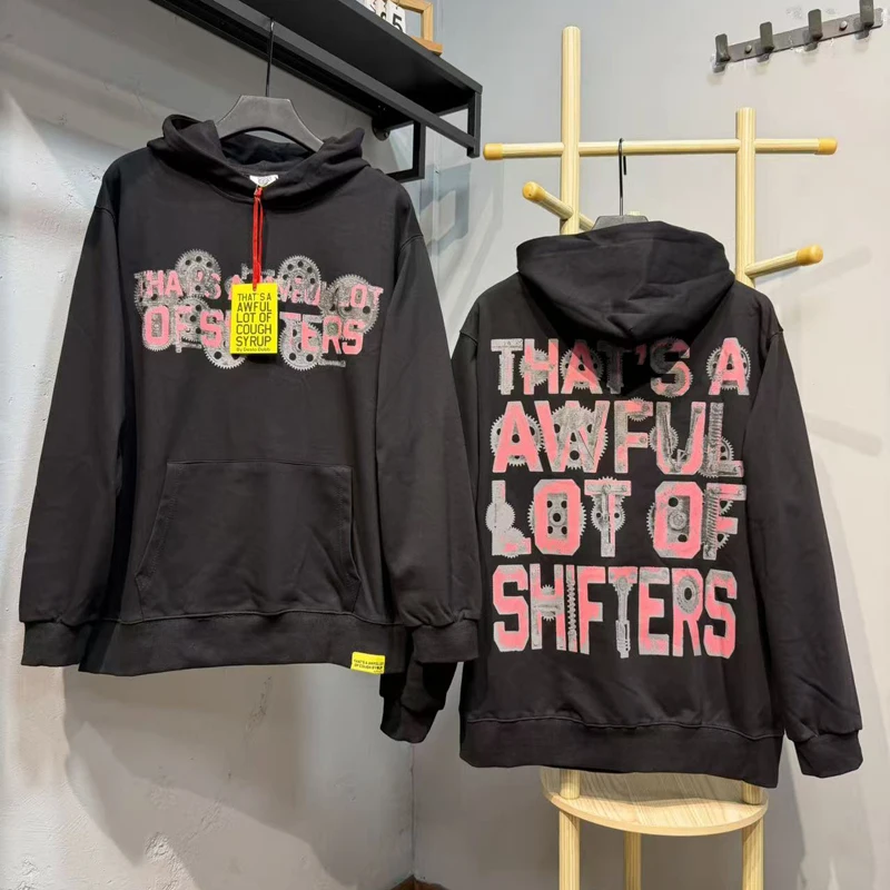 Y2K Streetwear Men Elastic‑Waist That's A Awful Lot of Cough Syrup Sweatpants Vertical Big Letter Gear Print Pants
