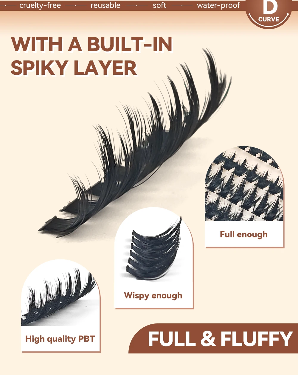 yelix Cspikes Cluster-Wimpern, volle, flauschige, zarte, weiche Fischgräten-Struktur, flexibel, Großhandel, Zubehör für Schönheitssalons, Großhändler, Profis, Make-up – Detail 2