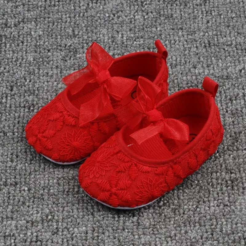 Cute Girl Bowknot Soft Soled Baby Breathable Shoes Comfortable Bottom Non-slip Newborn Shoes for 0--1 Year Old Baby