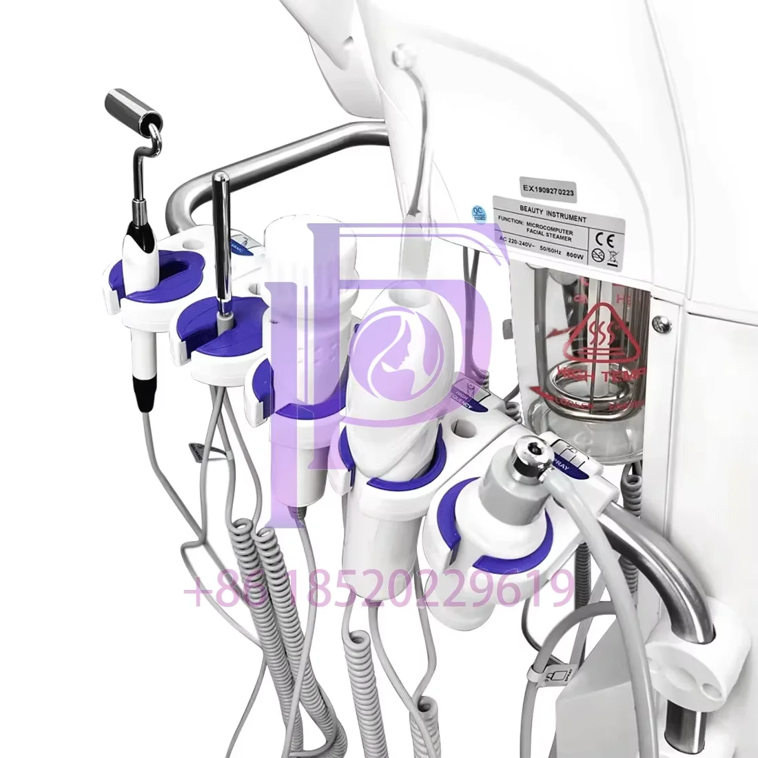 Máquina facial multifuncional 9 em 1 com limpeza profunda, vaporizador de microcorrente, terapia de fótons LED e lupa para uso em salão de beleza