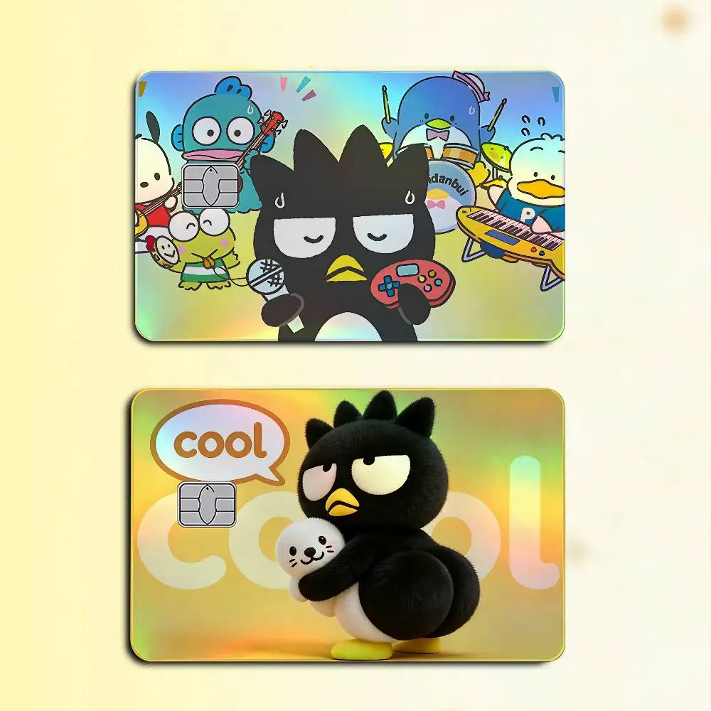 B-Bad Badtz-Maru Laser Holographic Card Skin Sticker For Credit Debit Cards - 4pcs/Set Waterproof Scratch-Resistant Protector