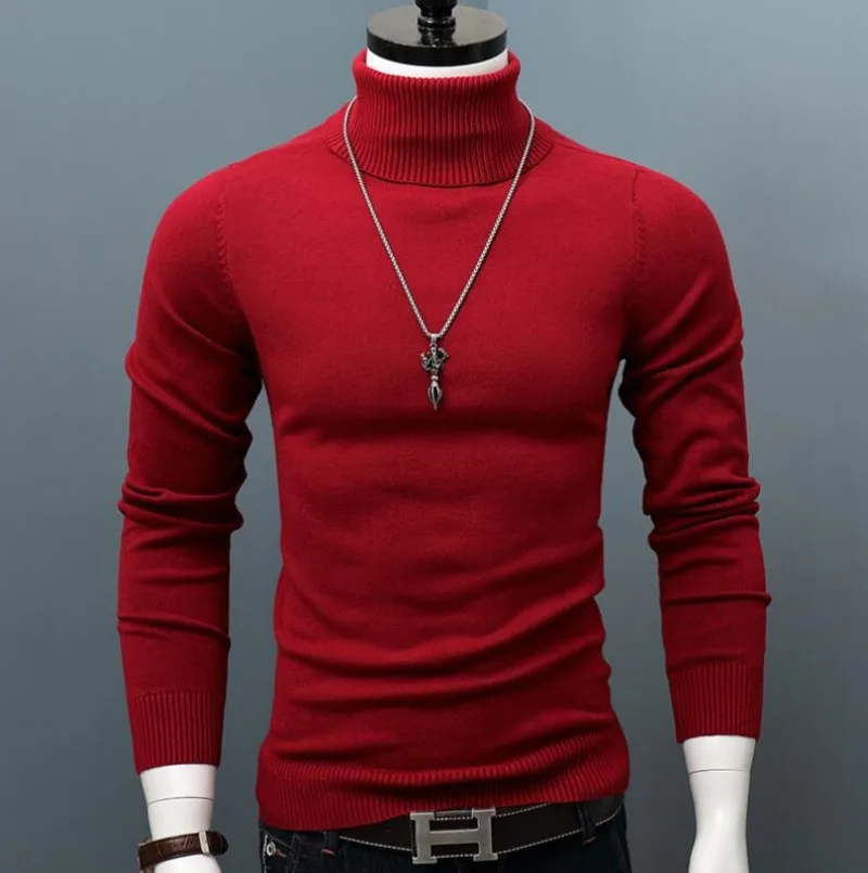 Winter Thick Warm Sweater Men Turtleneck Sweaters Slim Fit Pullover Men Classic Brand Casual Male Sweater