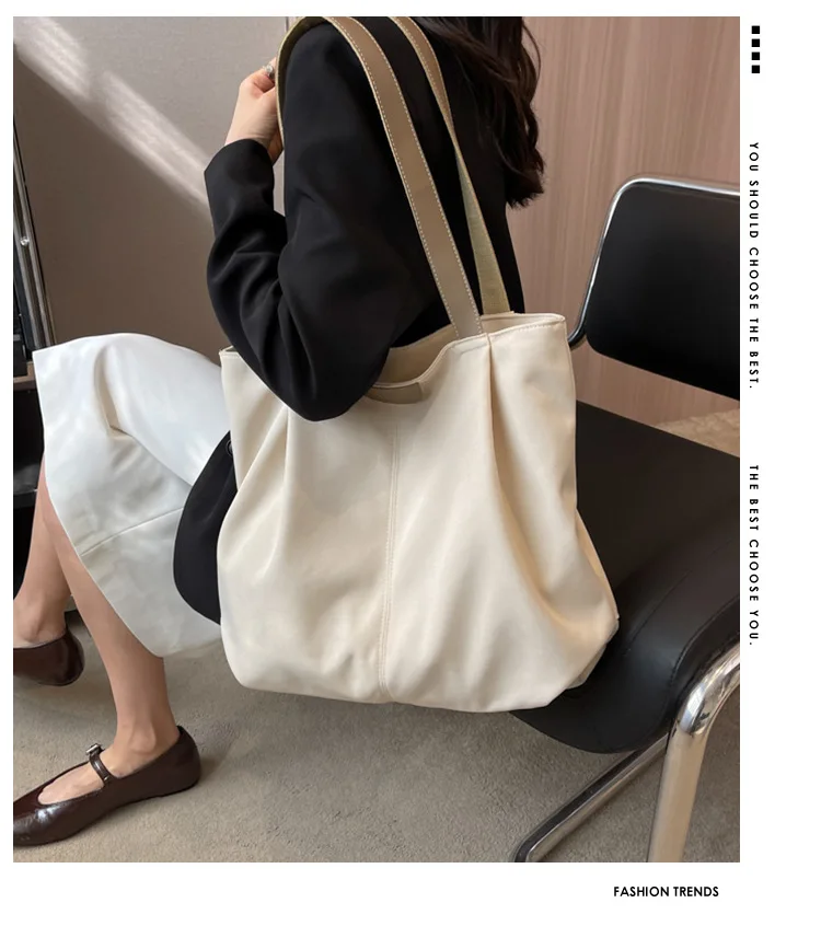 2023 New Canvas Totes Bags Women Casual Wild Ladies Handbags Solid Color Shoulder Women Bag Simple Female College  underarm bag