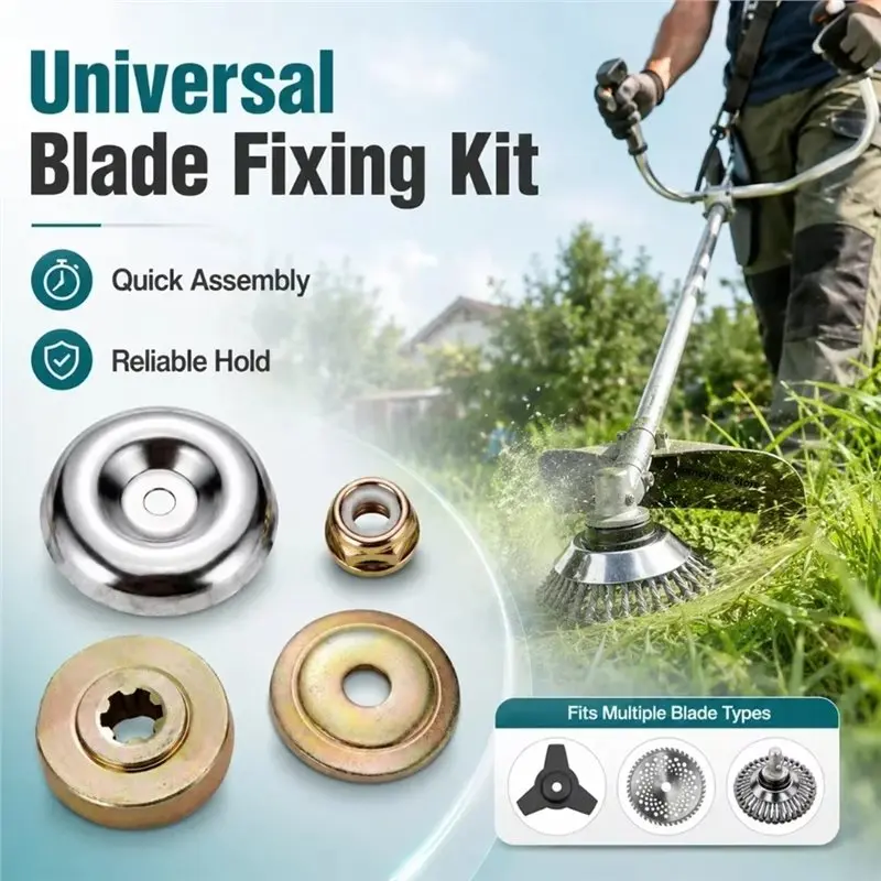 AB42-For Grass Cutter Blade Replacement Kit 3 Set Universal Lawn Mower Trimmer Head Adapter With Fixing Nut Included