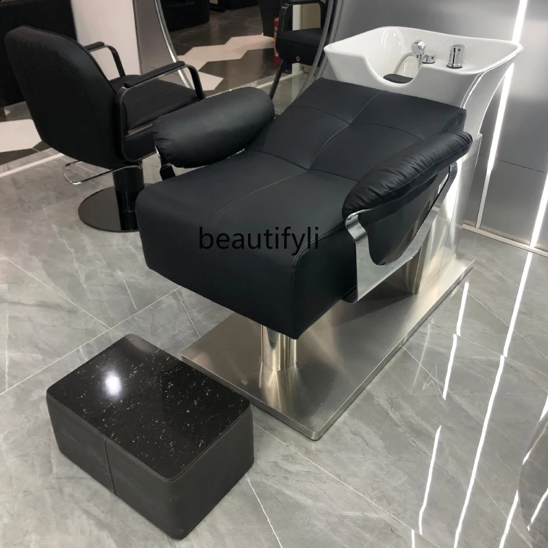 

Barber Shop Shampoo Chair Automatic Massage Salon Bed Hair Salon Ceramic Basin Lying Half Flushing Bed