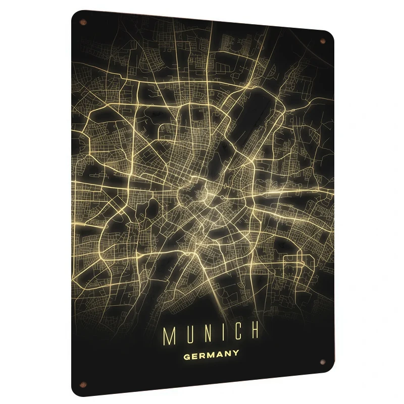 Карта города Мюнхен, металлическое настенное искусство, современный домашний декор, Германия, городское искусство, подвесная живопись