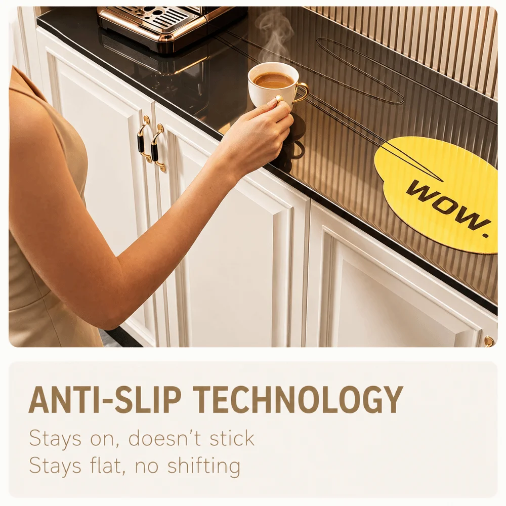 Waterproof Table Mat Stain Resistant Flexible Clear Countertop Placemat Heat Resistant Anti-Slip Table Cover Kitchen Cabinet