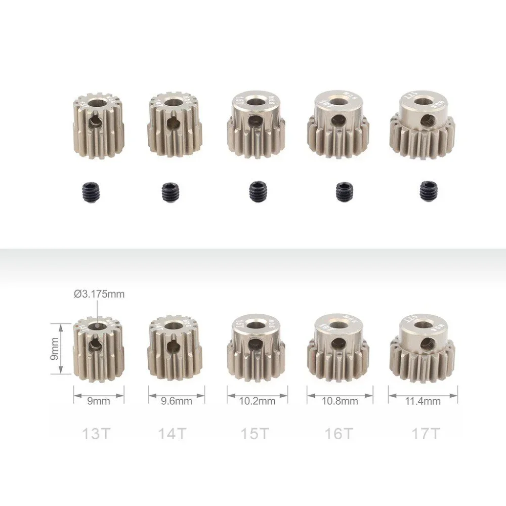 Overtref Hobbby M0.6 3.175mm 13T 15T 17T 18T 20T 22T 24T 28T 30T 33T Aluminium Rondsel Motor Gear voor 1/10 RC Auto Model