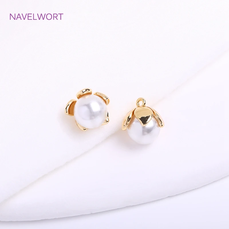 High Quality Pearl Pendants 14K Gold Plated Pearl Charms Brass Metal Jewelry And Accessories,For Earring Making Crafts