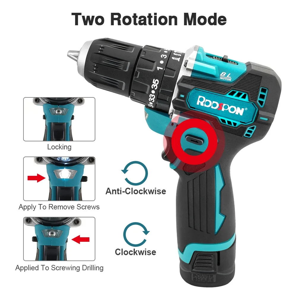 18V Brushless Electric Drill Impact Drill of Decoration Team Screwdriver Power Tools Battery Rotary Tool