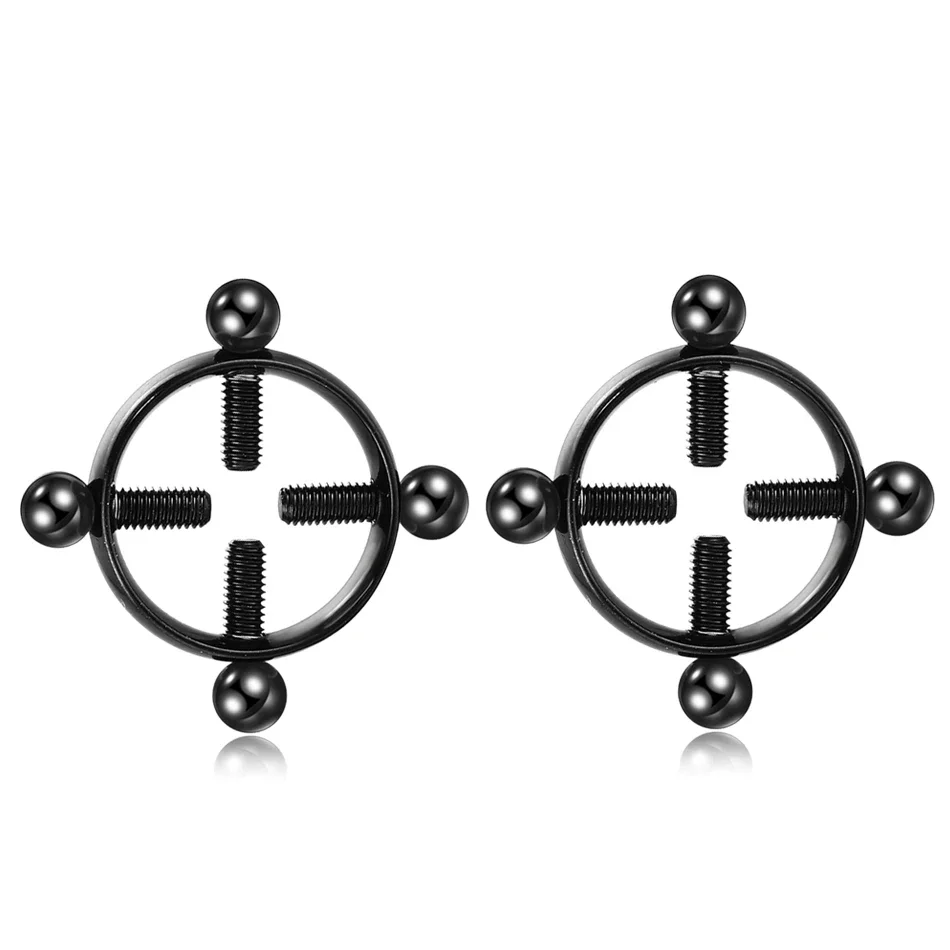 2pcs/lot Steel Round Screw Faux Nipple Clip Rings Sexy Piercing for Women Non Piercing Fake Breast Nail Shield Ring Jewelry Gift