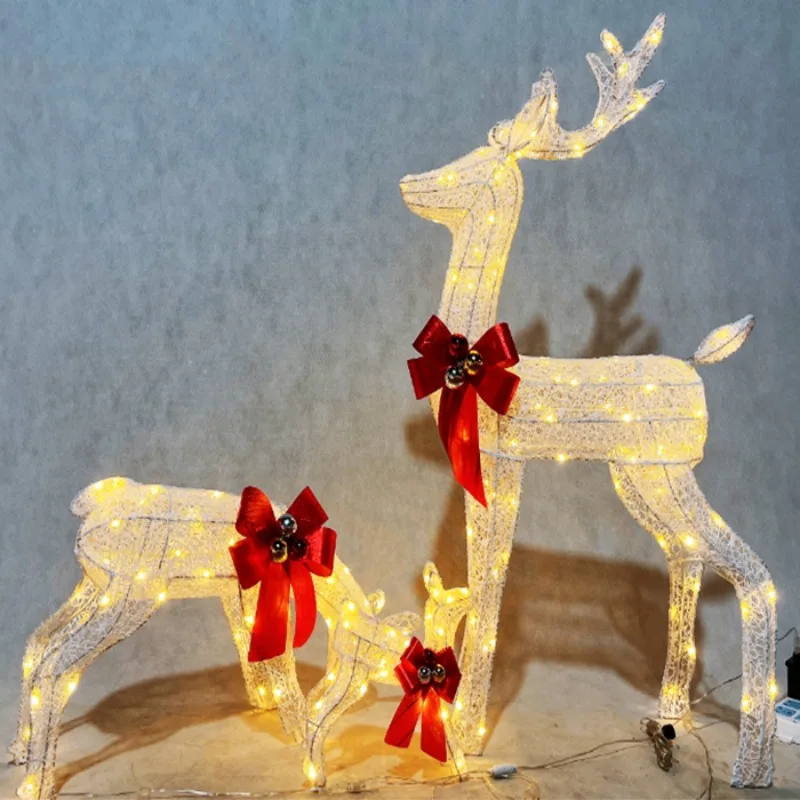 3Pcs 3D Standing Flashing LED Reindeer Lights Outdoor Christmas Decorations