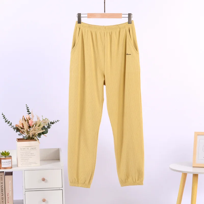 New Solid Color Spring Autumn Ladies Pajama Pants Casual Loose Thin Velvet Home Trousers Pyjama Femme Hiver Pijama Pant
