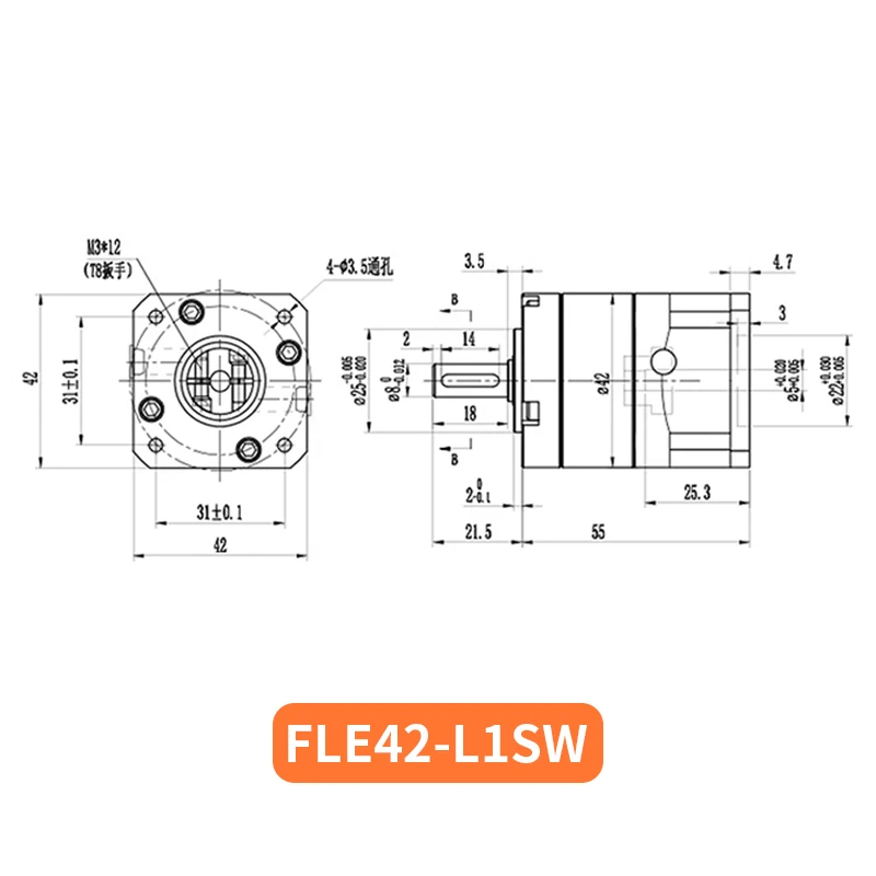 KYDCN Planetary Reducer FLE42 Applicable to Nema17 Gear Ratio 4 / 5 / 10 Max 10N.m Gear reducer For 42 Stepper Motor