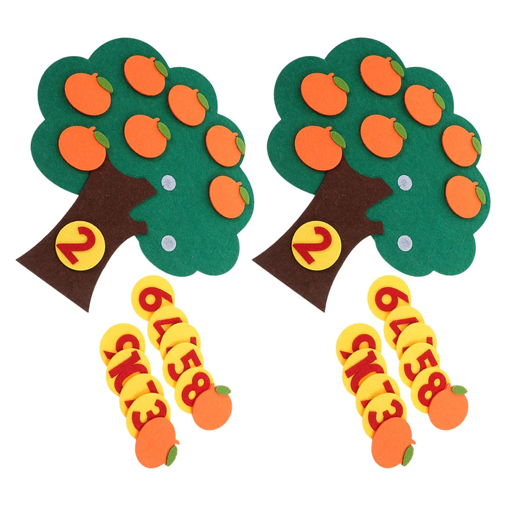 2 Sets Digital Cognitive Toys Orange Dramatic Play Felt Tree for Kids Trees Preschool Math Early Education Number Cloth