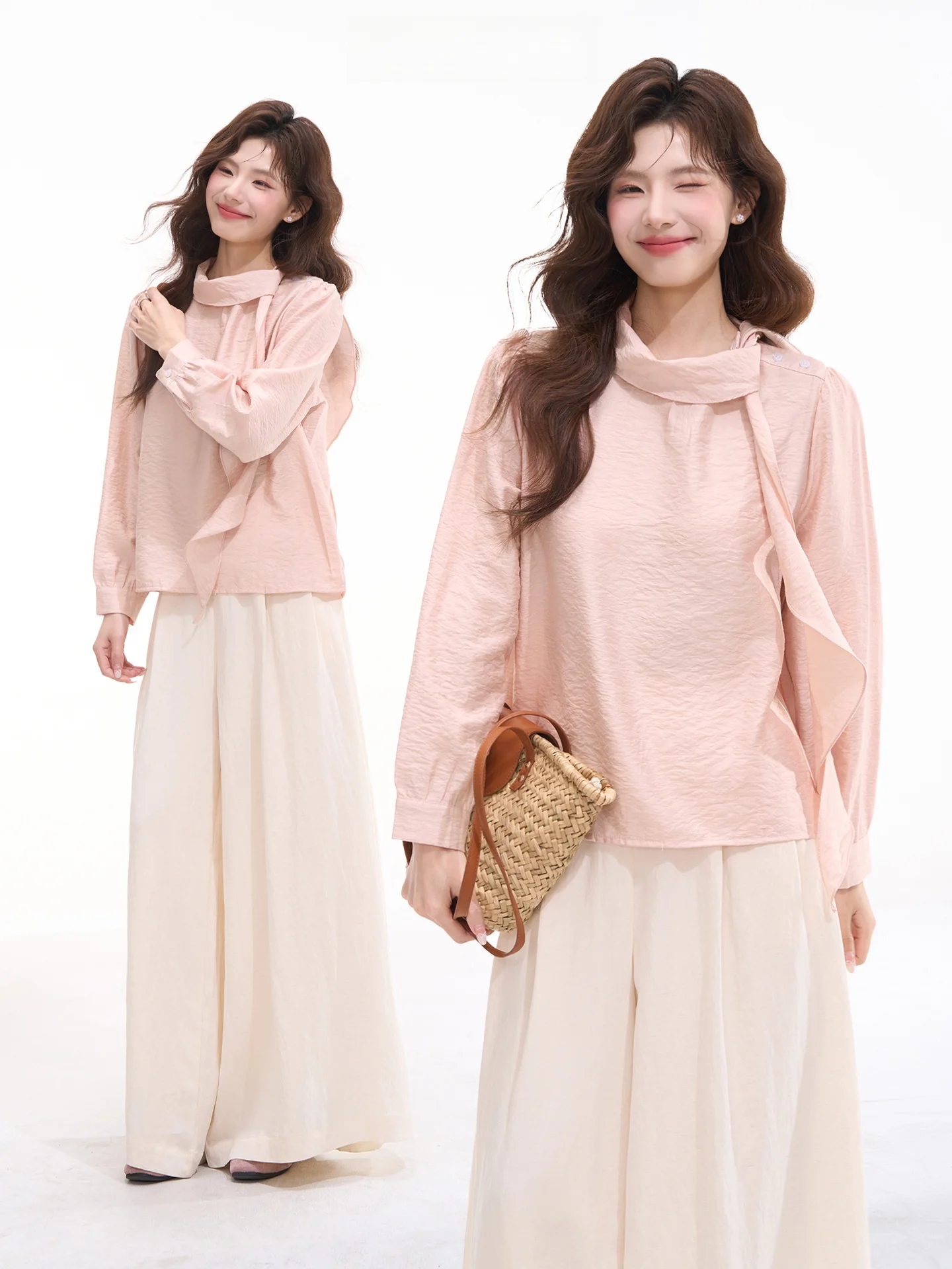 

Женская рубашка с длинным рукавом Sweetheart Girl, повседневный стиль, свободный крой, из шелковистого хлопка, модный дизайн с поясом, весенняя коллекция