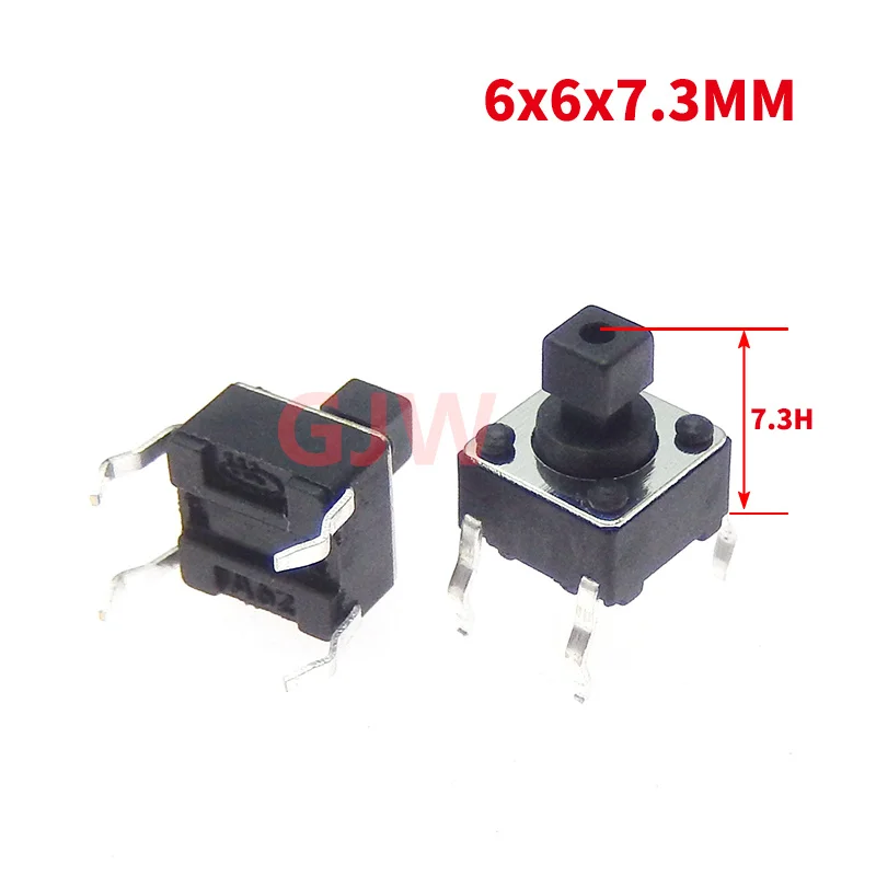 20Pcs/lot 6x6x7.3(H)mm DIP square head Micro Push Button Tactile Tact Electronic Momentary Switch drucktaster Taster schalter